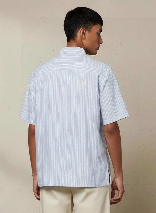 Splash FAV  Men Regular Fit Collared Striped Short Sleeves Shirt for Men | Best Price UAE