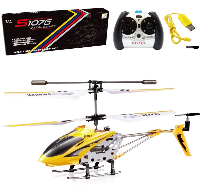 Cheerwing طائرة هليكوبتر مصغرة RC من Cheerwing S107/S107G Phantom 3CH 3.5 قناة مع جيروسكوب باللون الأصفر - Image 1