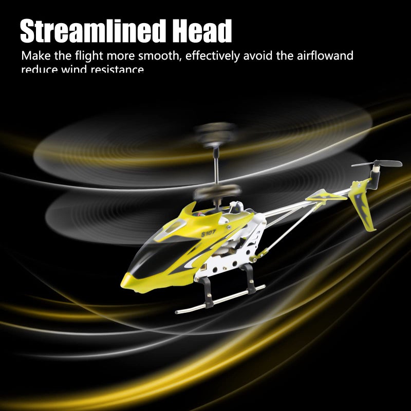 Cheerwing طائرة هليكوبتر مصغرة RC من Cheerwing S107/S107G Phantom 3CH 3.5 قناة مع جيروسكوب باللون الأصفر - Image 4