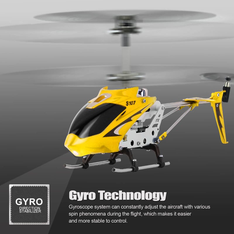 Cheerwing طائرة هليكوبتر مصغرة RC من Cheerwing S107/S107G Phantom 3CH 3.5 قناة مع جيروسكوب باللون الأصفر - Image 3