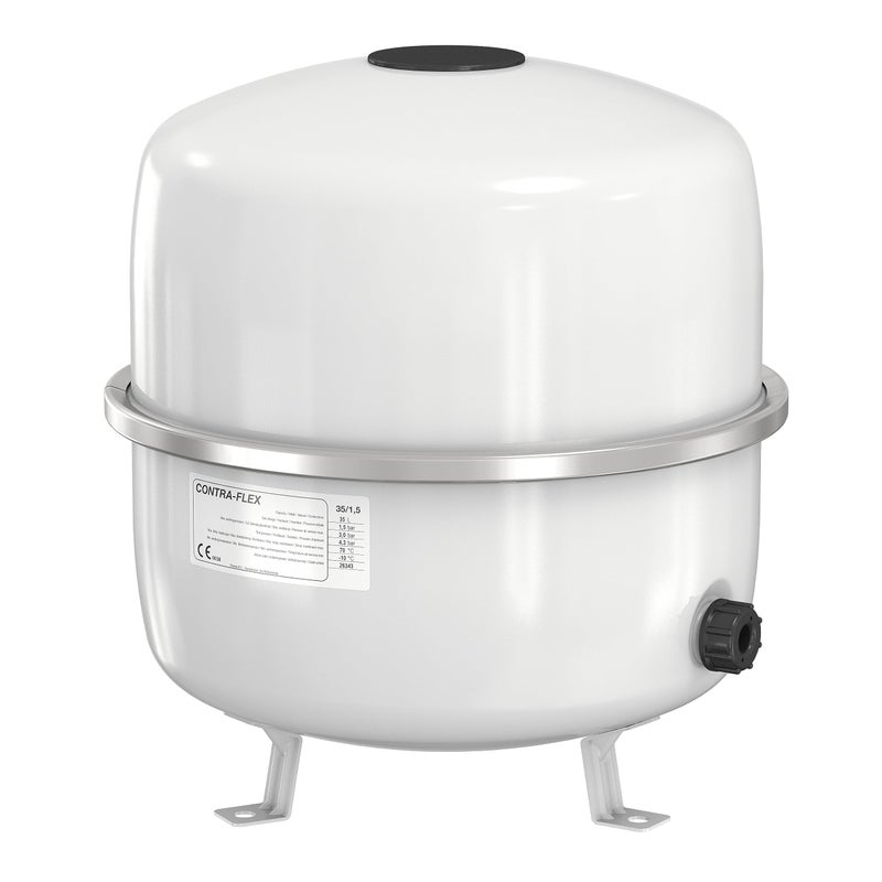 Flamco Contra-Flex Expansion Tank - 35 Litres / 1.5 [3 Bar] - White - for Closed Circuit and Heating Air Conditioning Systems and Cooling Systems - 26333 - Image 1