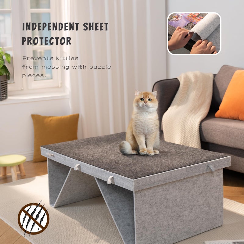 Tektalk Felt Jigsaw Puzzle Board with 5 Colored Drawers, Portable Puzzle Table for Adults, Super Lightweight Plateau with Cover, Storing for 1500, 1000, 500 Jigsaw Puzzle Pieces (Light Gray) - Image 4