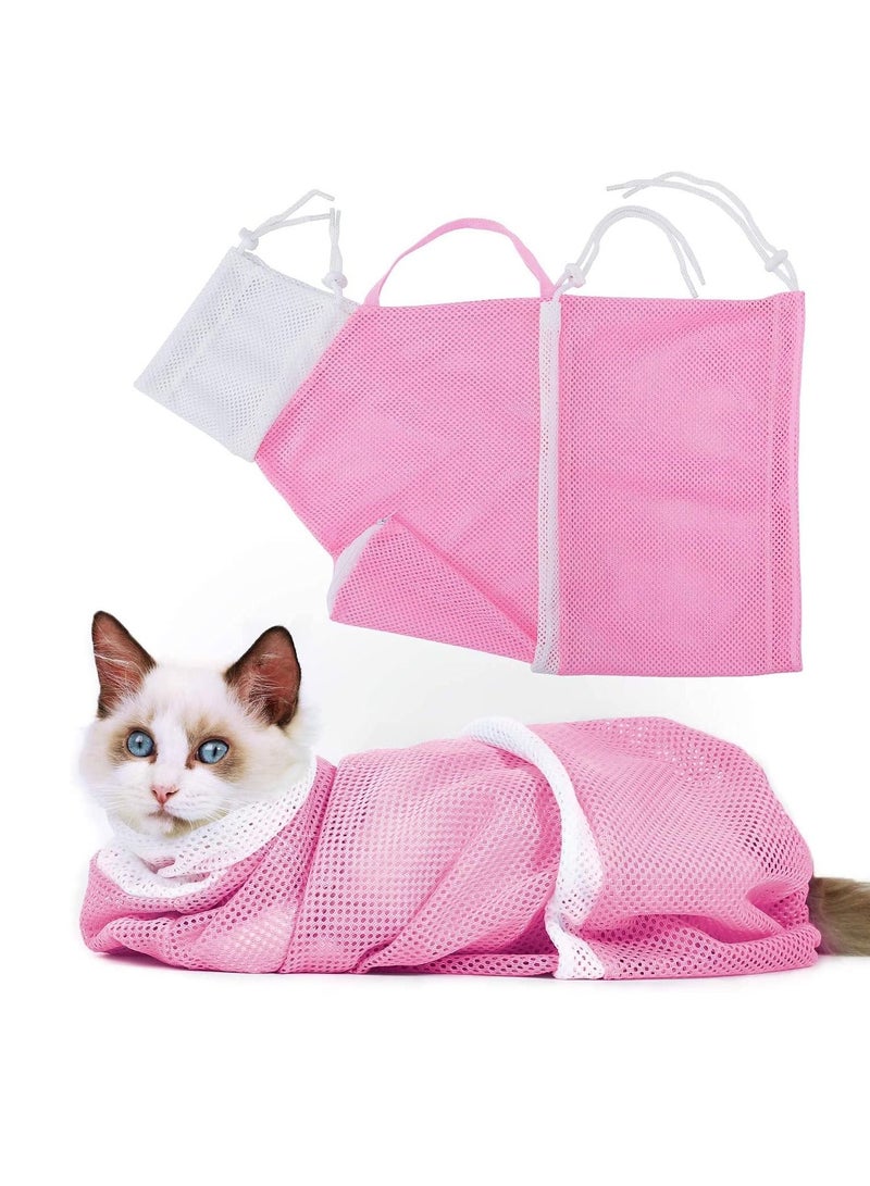 Mesh Cat Grooming Bathing Bag Adjustable Cats Washing Bags Oxford Cloth Pet Nail Trimming Clean Anti Scratch Bite Restraint - Image 1