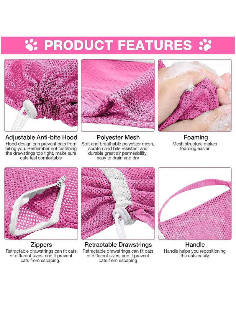 Mesh Cat Grooming Bathing Bag Adjustable Cats Washing Bags Oxford Cloth Pet Nail Trimming Clean Anti Scratch Bite Restraint - Image 3