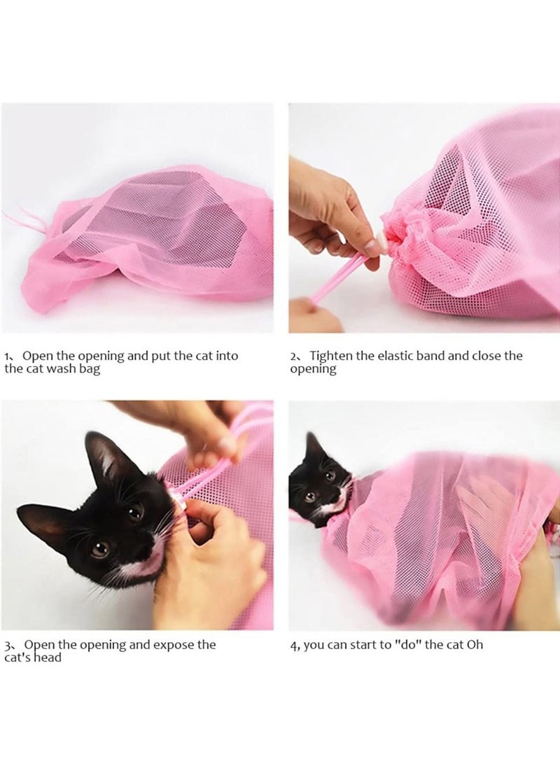Mesh Cat Grooming Bathing Bag Adjustable Cats Washing Bags Oxford Cloth Pet Nail Trimming Clean Anti Scratch Bite Restraint - Image 2
