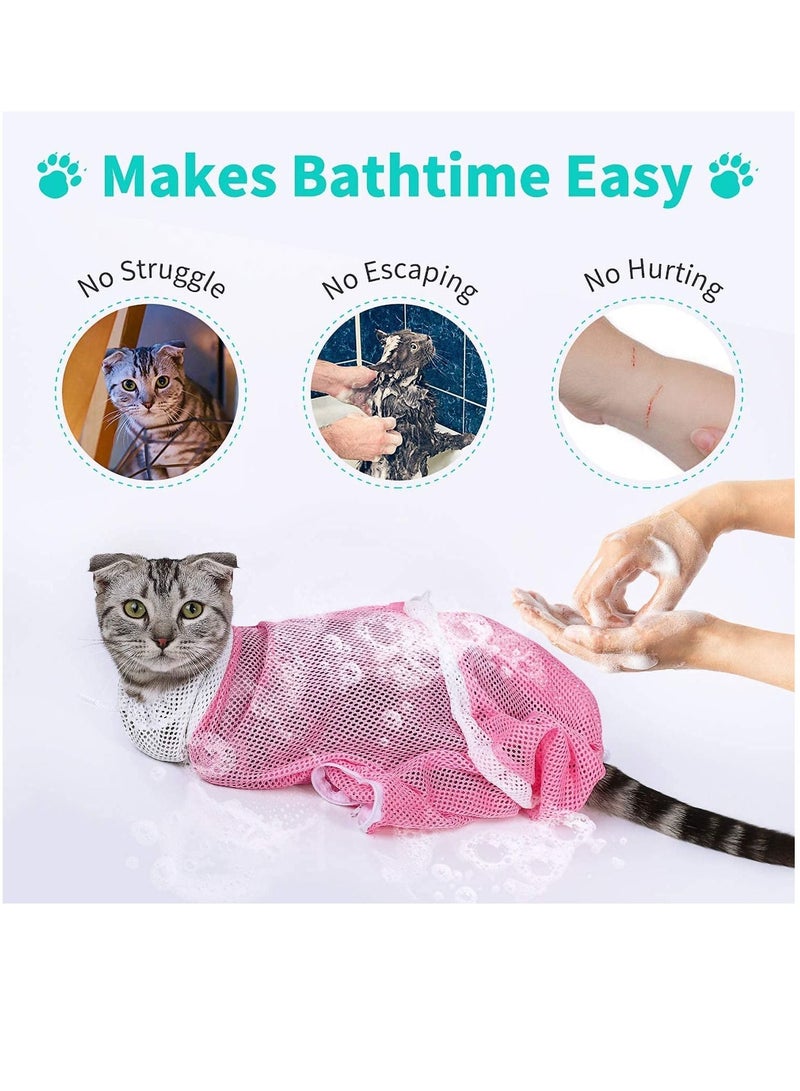 Mesh Cat Grooming Bathing Bag Adjustable Cats Washing Bags Oxford Cloth Pet Nail Trimming Clean Anti Scratch Bite Restraint - Image 5