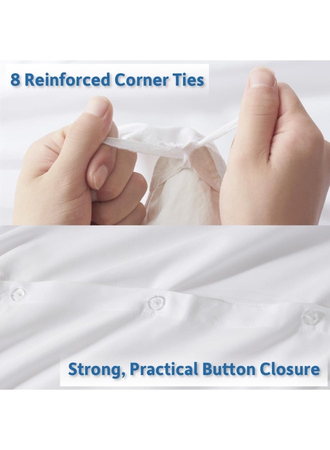 White Duvet Cover Queen Size Soft Queen Duvet Cover Set 3 Piece Double Brushed Queen Size Duvet Covers With Button Closure 1 Duvet Cover 90X90 Inches And 2 Pillow Shams - Image 4