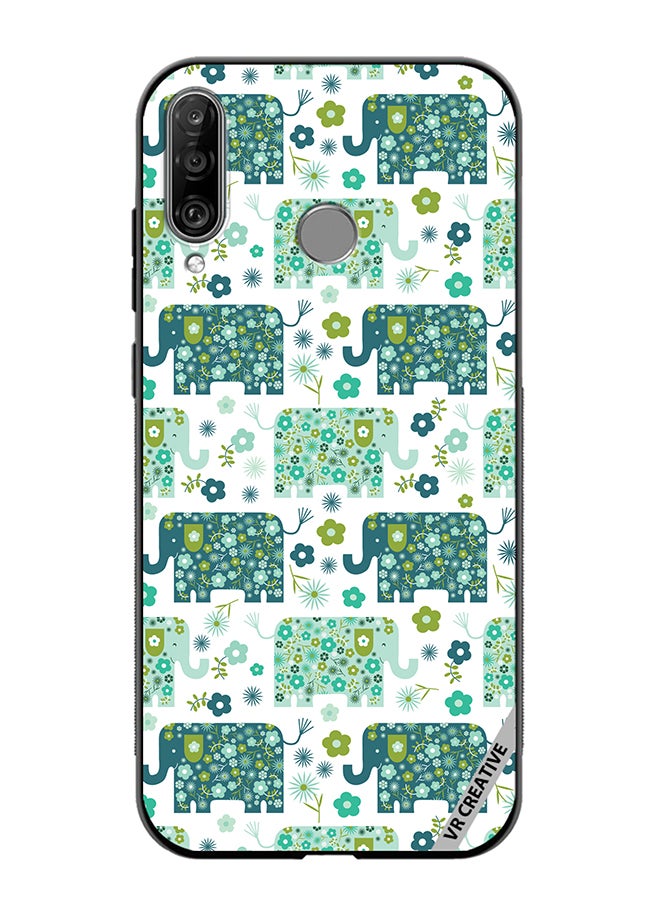 VR CREATIVE Protective Case Cover For Huawei P30 Lite Cute Elephant Green Design Multicolour - Image 1