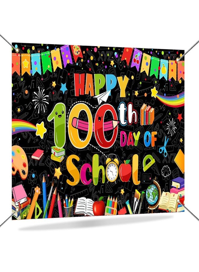 موكسيكا لافتة خلفية لليوم المئة من المدرسة من موتشيكا، زينة "مئة يوم سعيد من المدرسة" لفصل الأطفال الدراسي، لوازم حفلات اليوم المئة، 70.8 × 43.3 بوصة - Image 1