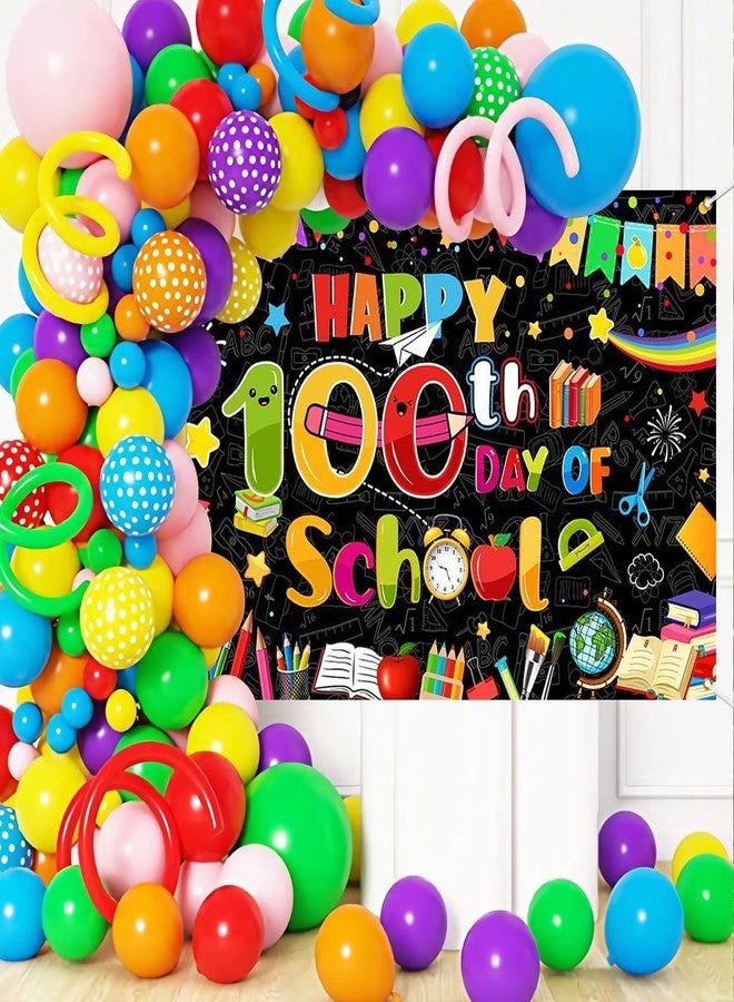 موكسيكا لافتة خلفية لليوم المئة من المدرسة من موتشيكا، زينة "مئة يوم سعيد من المدرسة" لفصل الأطفال الدراسي، لوازم حفلات اليوم المئة، 70.8 × 43.3 بوصة - Image 2