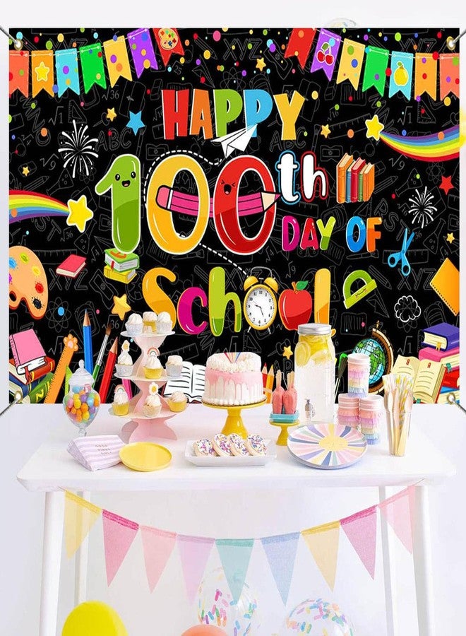 موكسيكا لافتة خلفية لليوم المئة من المدرسة من موتشيكا، زينة "مئة يوم سعيد من المدرسة" لفصل الأطفال الدراسي، لوازم حفلات اليوم المئة، 70.8 × 43.3 بوصة - Image 3