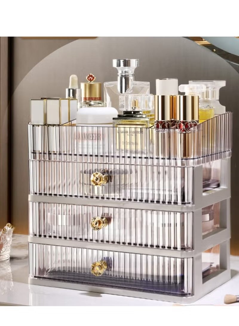 Skincare Organizer Makeup Organizer with 3 Large Drawers Countertop Organizer for Cosmetics Ideal for Bathroom and Bedroom Vanity Countertops Desk Storage Holder for Lipstick Brushes and Nail Polish - Image 2