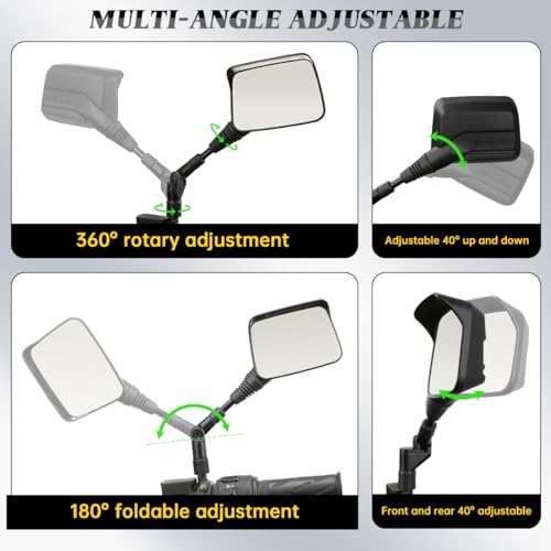 SHEJISI Motorcycle Mirrors,ATV Mirrors (2Pack) with Impact Resistance,Anti-glare with Rainproof,with7/8" Handlebar Mounts,Motorcycle Mirrors for Handlebars fit Suzuki,Honda,Grom,Yamaha,Kawasaki,Ducati - Image 4