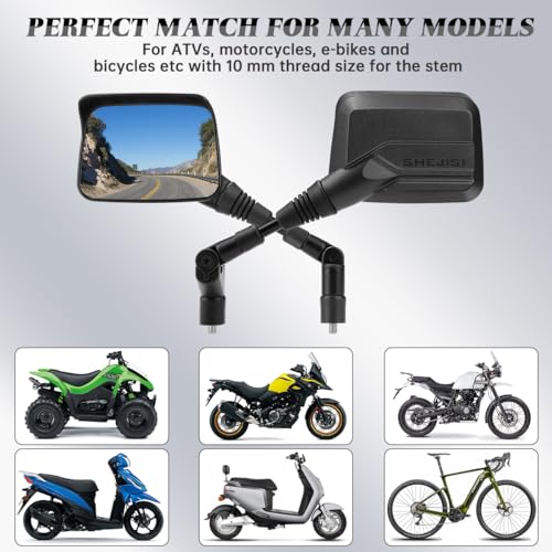 SHEJISI Motorcycle Mirrors,ATV Mirrors (2Pack) with Impact Resistance,Anti-glare with Rainproof,with7/8" Handlebar Mounts,Motorcycle Mirrors for Handlebars fit Suzuki,Honda,Grom,Yamaha,Kawasaki,Ducati - Image 5