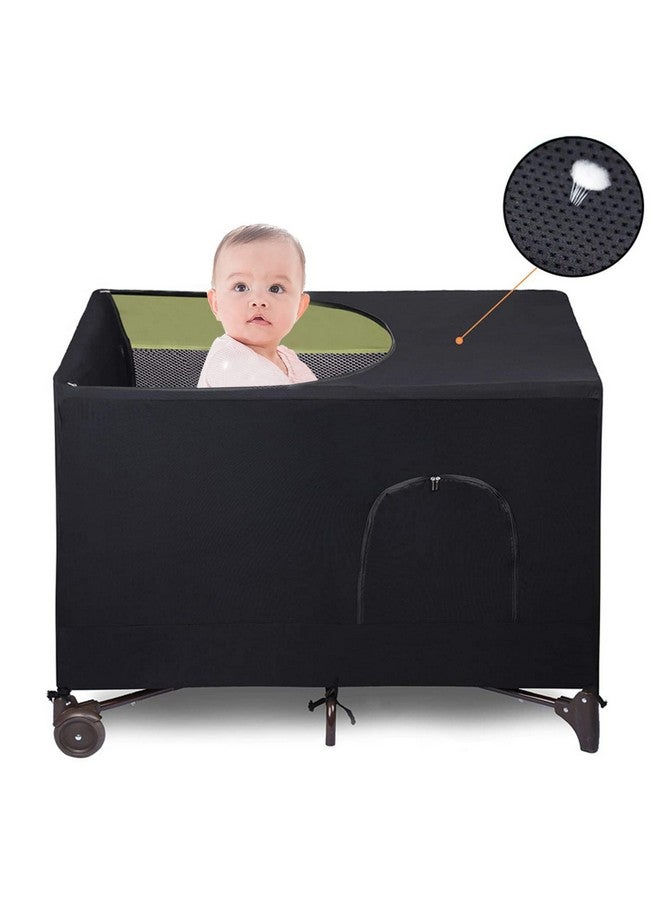 crayfomo Crib Blackout Cover For Pack N Play Stretchy Blackout Tent Breathable Portable Travel Crib Shades Baby Crib Canopy Cover For Indoor & Outdoor (Black) - Image 1