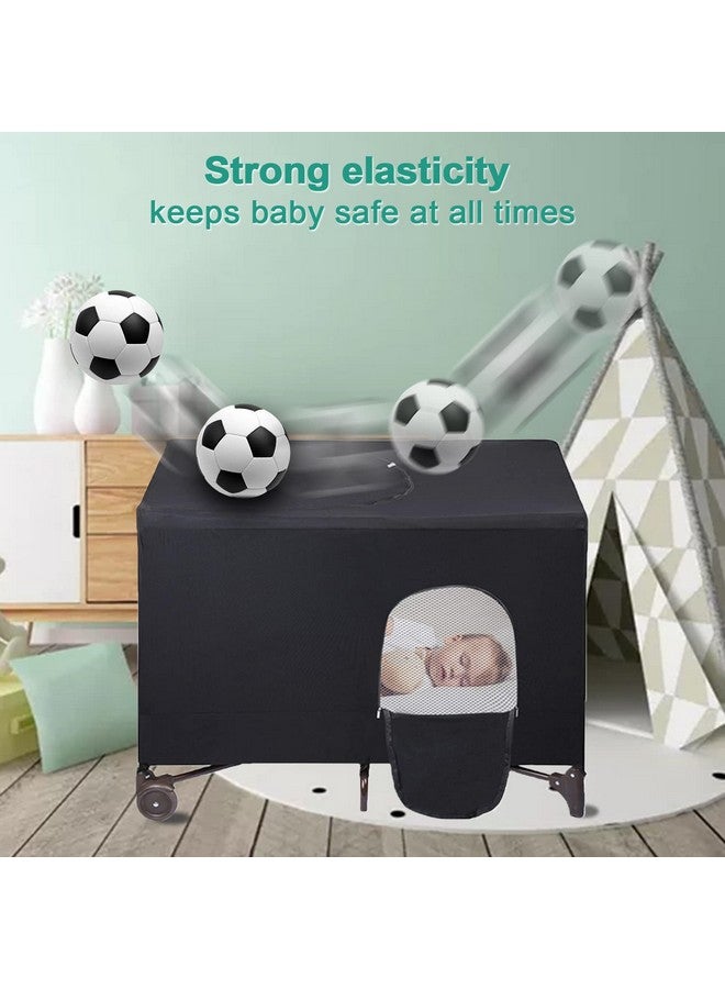 crayfomo Crib Blackout Cover For Pack N Play Stretchy Blackout Tent Breathable Portable Travel Crib Shades Baby Crib Canopy Cover For Indoor & Outdoor (Black) - Image 4