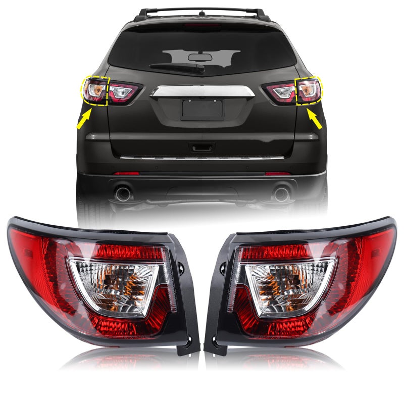 KAMDKI 1 Pair Tail Light Rear Lamp Compatible for 20132017 Chevy Traverse Left Driver And Right Passenger Side With Bulbs Both Lights 84266019 23301756 GM2804112 84266020 23301757 GM2805112