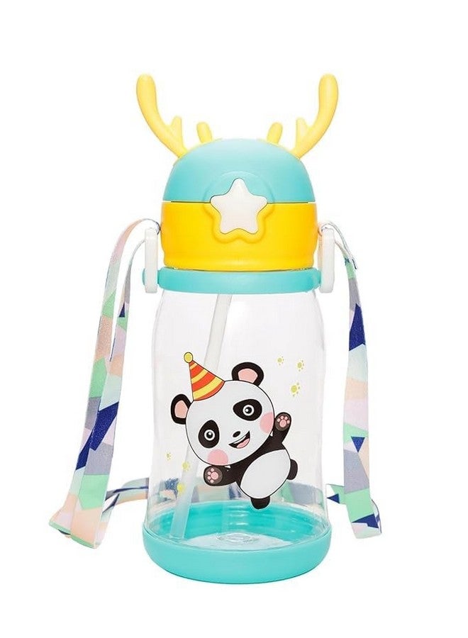 PARTEET Cute Panda Sipper with Straw & Strap for Kids Anti Leak Sipper for Boys & Girls for School, Panda Printed Water Bottle, Large Capacity 500 ML Water Bottle For Kids (Assorted Design) - Image 1
