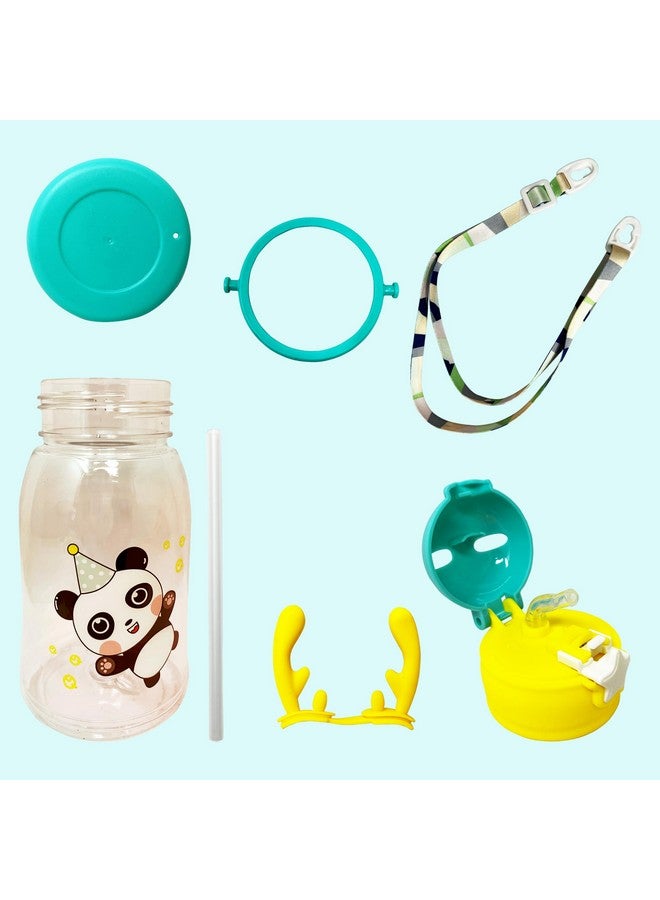 PARTEET Cute Panda Sipper with Straw & Strap for Kids Anti Leak Sipper for Boys & Girls for School, Panda Printed Water Bottle, Large Capacity 500 ML Water Bottle For Kids (Assorted Design) - Image 3