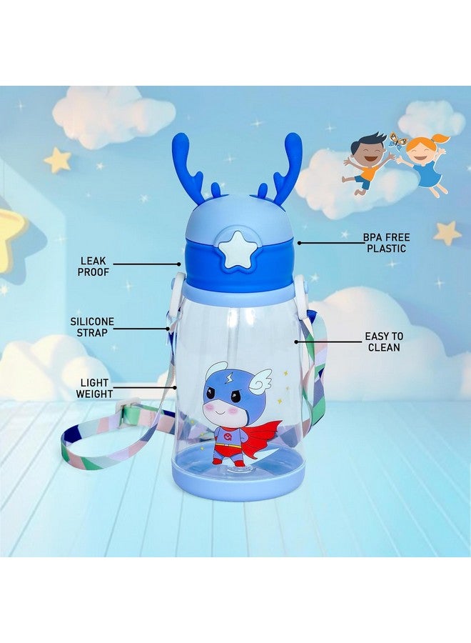 PARTEET Cute Panda Sipper with Straw & Strap for Kids Anti Leak Sipper for Boys & Girls for School, Panda Printed Water Bottle, Large Capacity 500 ML Water Bottle For Kids (Assorted Design) - Image 5