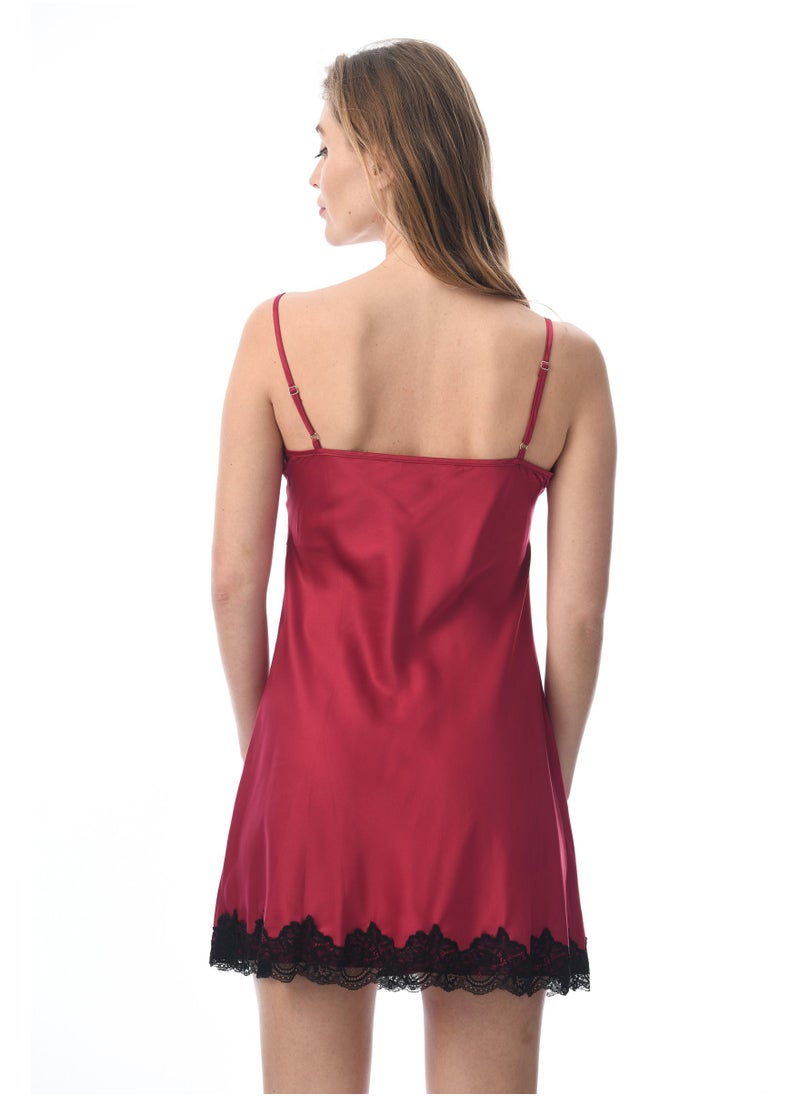 Lacy Dreams - Comfortable and Elegant Chemise Sleepwear Maroon - Image 1
