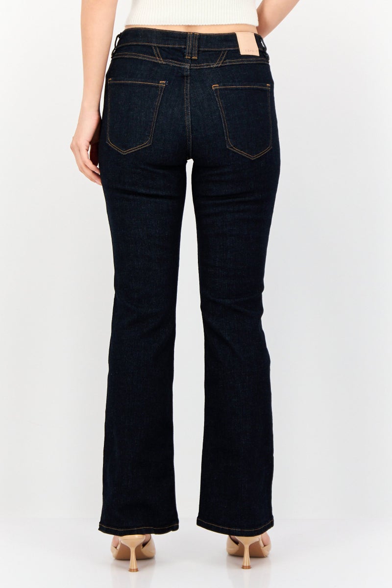 ESPRIT Women Regular Fit Mid Rise Straight Leg Stretchable Jeans, Navy - Image 2