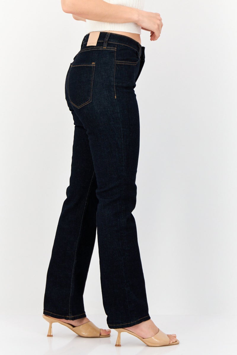 ESPRIT Women Regular Fit Mid Rise Straight Leg Stretchable Jeans, Navy - Image 4