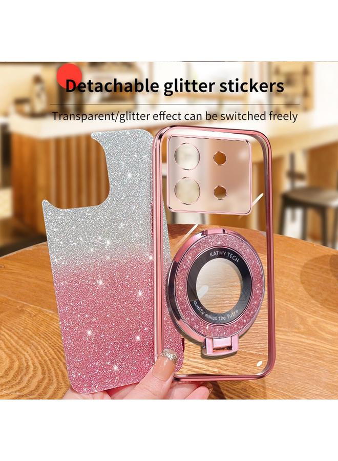 زبون جراب لهاتف Infinix Zero 30 5G مطلي بطبقة لامعة متدرجة اللون مع حامل دائري من مادة TPU - Image 4