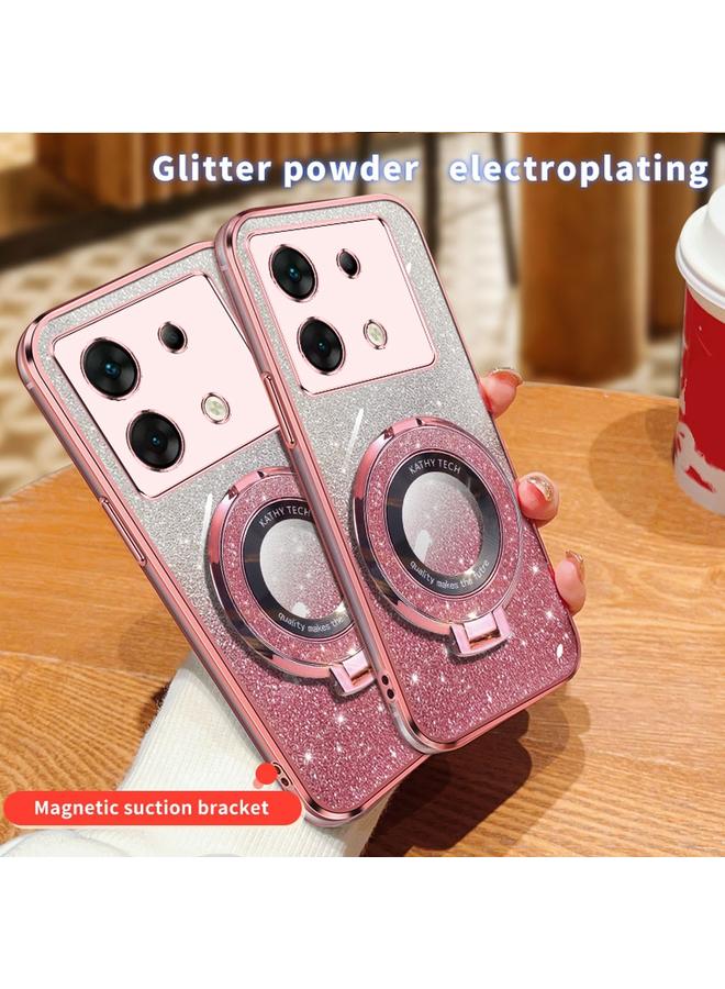 زبون جراب لهاتف Infinix Zero 30 5G مطلي بطبقة لامعة متدرجة اللون مع حامل دائري من مادة TPU - Image 3