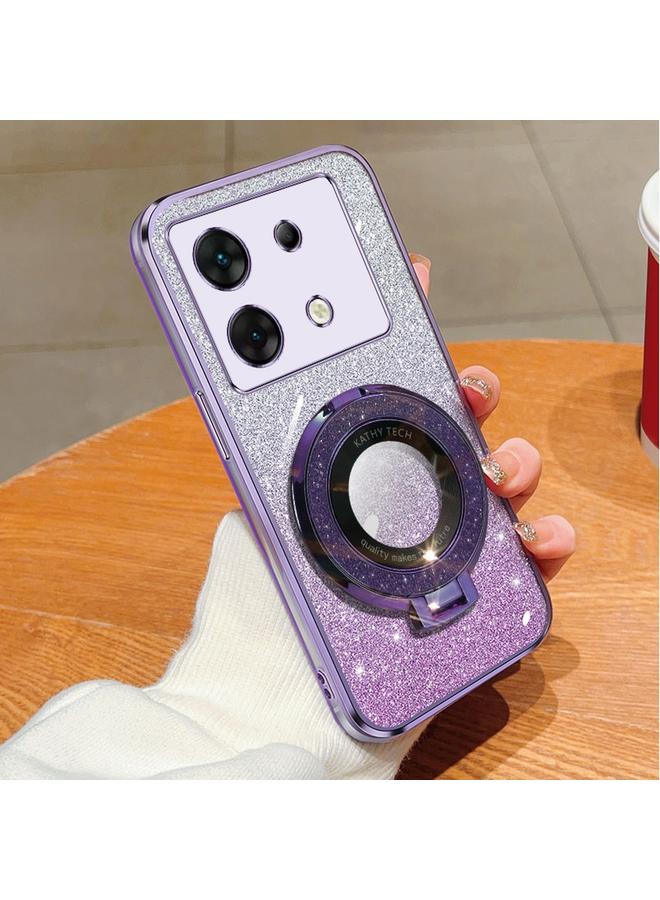 زبون جراب لهاتف Infinix Zero 30 5G مطلي بطبقة لامعة متدرجة اللون مع حامل دائري من مادة TPU - Image 1