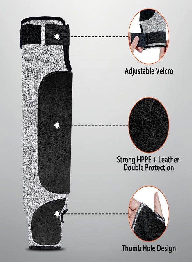 MIG4U Cut Resistant Sleeves with Leather Patches, Arm Safety Protection for Men and Women Thin Skin, Anti Puncture Level 5 Protective Arm Sleeve in Gardening, Farm, Welding, 18'' - Image 2