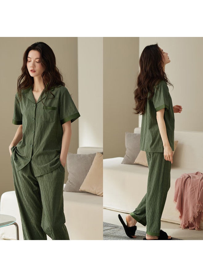 Xulen Soft Summer Pure Cotton Short-sleeve Long Pants, Suitable For Outdoor Wear, High-end Feel, Plus Size Loungewear Set