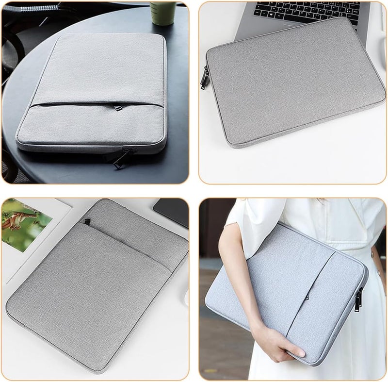 Portable Laptop Bag Sleeve for 14.1-15.4 Inch Laptop, Grey Pu Leather Protective Case, Compatible with New 16-inch Models, Lightweight Computer Cover for Travel and Office Use - Image 3