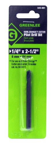 Greenlee 645-001 Kwik Change Cutter 1/4" x 2-1/2" Pilot Drill Bit for Cutting Stainless Steel, 1/4" Stainless Steel Metal Hole Cutter Drill Bit - Image 2