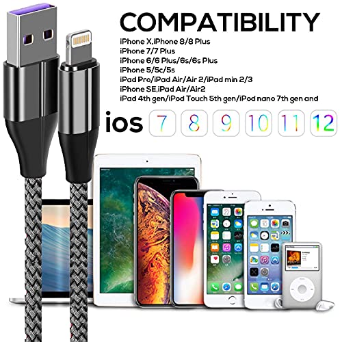 FEEL2NICE iPhone Charger Lightning Cable (3 Pack 10 Foot), [MFi Certified] 10 Feet Nylon Braided, Compatible with iPhone 14/13/12/11/Pro/X/Xs Max/XR/8 Plus /7 Plus/6/ iPad - Image 3