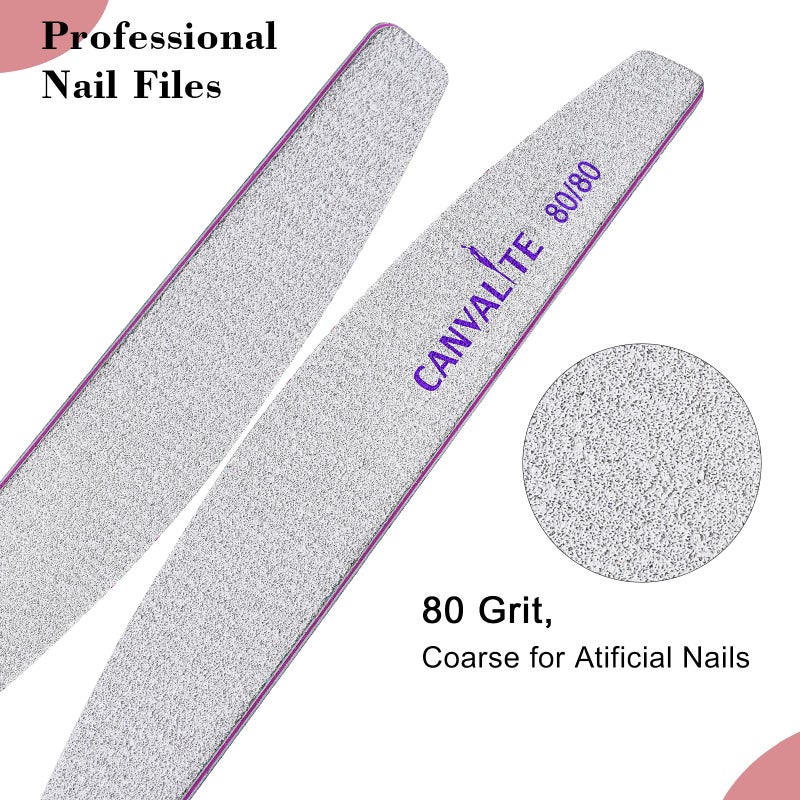 Canvalite 10pcs 80/80 Grit Nail Files for Acrylic Nails Emery Board Nail Styling Tools for Home and Salon Use - Image 2