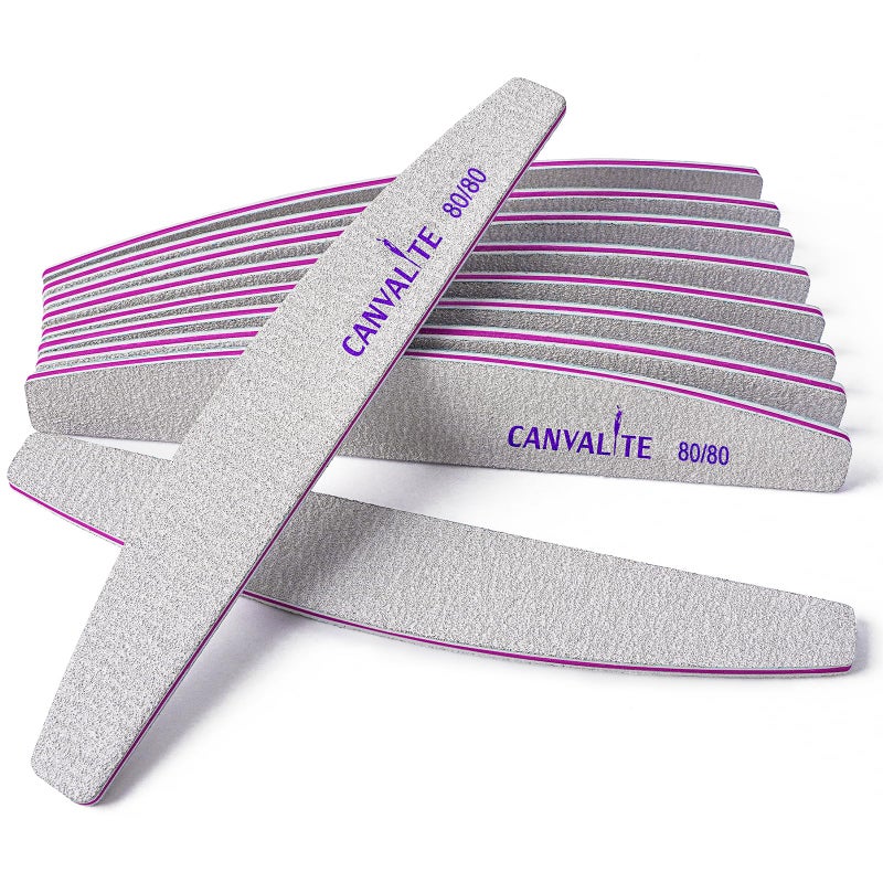 Canvalite 10pcs 80/80 Grit Nail Files for Acrylic Nails Emery Board Nail Styling Tools for Home and Salon Use - Image 1