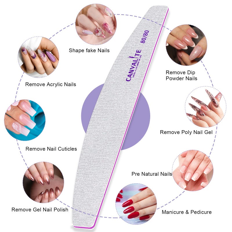 Canvalite 10pcs 80/80 Grit Nail Files for Acrylic Nails Emery Board Nail Styling Tools for Home and Salon Use - Image 4