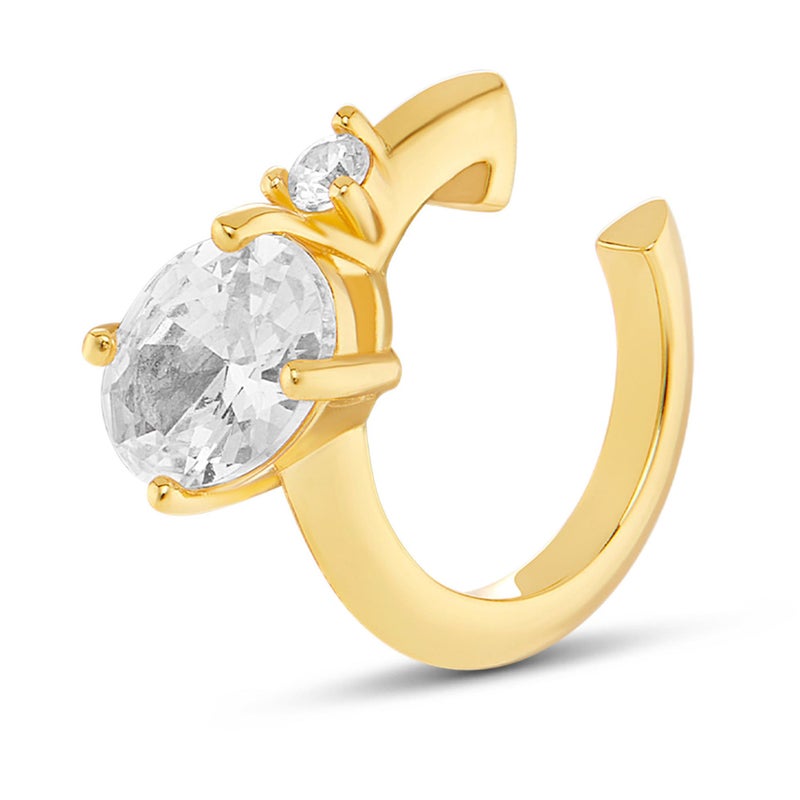 MILLA Ear Cuffs Non Piercing, Birthstone Jewelry, 14K Gold Plated over 925 Sterling Silver Half Hoop Dainty Earrings for Women Trendy with CZ Stones, Lightweight and Hypoallergenic (April) - Image 1