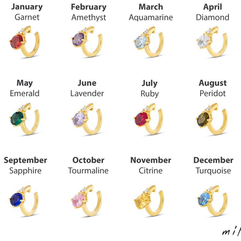 MILLA Ear Cuffs Non Piercing, Birthstone Jewelry, 14K Gold Plated over 925 Sterling Silver Half Hoop Dainty Earrings for Women Trendy with CZ Stones, Lightweight and Hypoallergenic (April) - Image 5