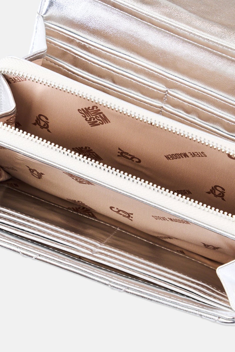 STEVE MADDEN حقيبة كتف نسائية بشعار العلامة التجارية، فضية - Image 4