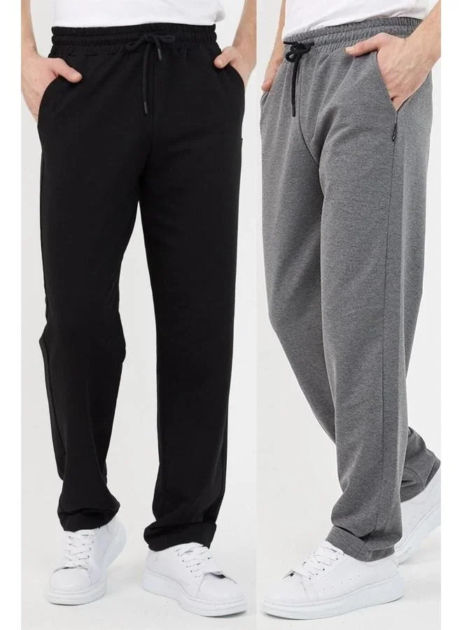 Black-Anthracite Men's Straight-Leg Relaxed-Fit 2-Pack Sweatpants