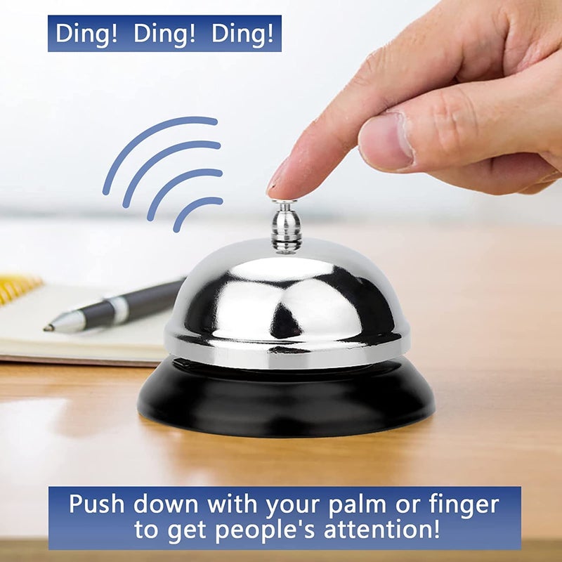 SCHUBERT Call Bell Front Desk Silver Metal Ringing Service Bell, for Hotels, Offices, Pet Dog Training, Schools, Reception, Restaurants, Warehouses, Elderly and Kids Hospitals. 1PC - Image 2