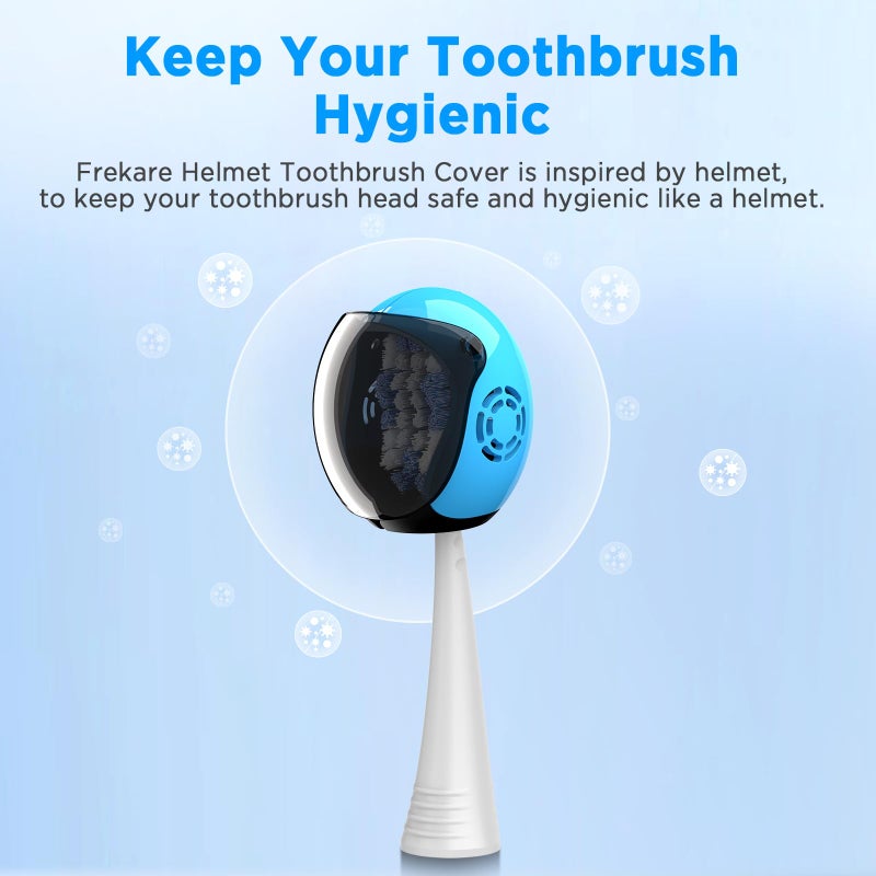Frekare Helmet Toothbrush Covers Caps, Fits Most Manual and Electric Tooth Brushes, 4 Count (White, White, Grey, Black) - Image 4