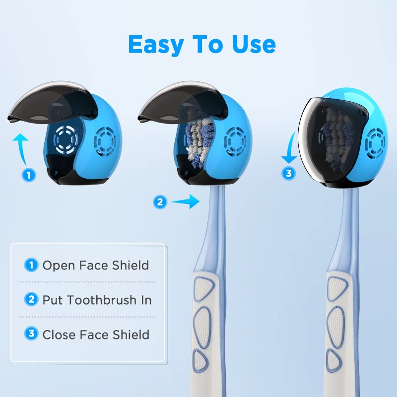 Frekare Helmet Toothbrush Covers Caps, Fits Most Manual and Electric Tooth Brushes, 4 Count (White, White, Grey, Black) - Image 2