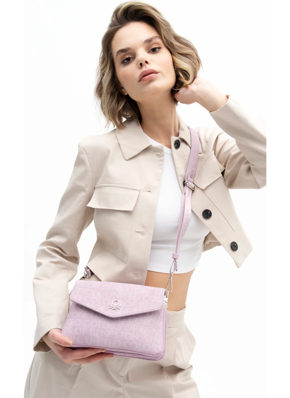 يونايتد كولورز أوف بينتيون Benetton Women's Crossbody Bag Lilac BNT1289