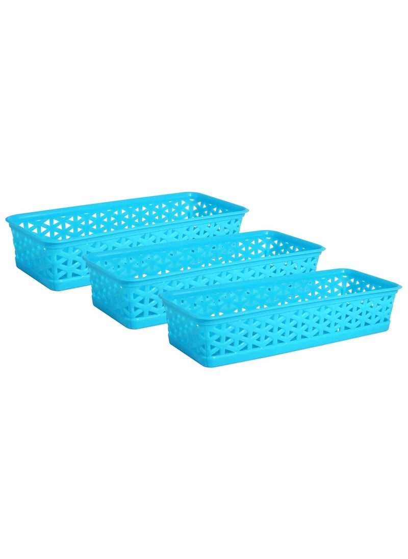 Wonder Wonder Homeware Prime Alexa 9 Multipurpose Tokri for Drawer DividersStorage Tokri Set of 3 Pcs Cyan Color  - Image 1