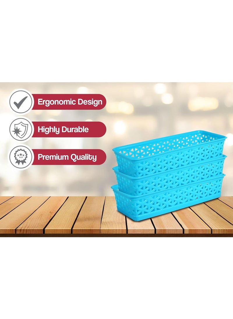 Wonder Wonder Homeware Prime Alexa 9 Multipurpose Tokri for Drawer DividersStorage Tokri Set of 3 Pcs Cyan Color  - Image 4