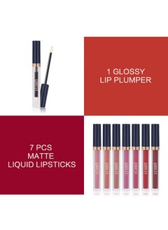QiBest 7Pcs Matte Liquid Lipstick + 1Pcs Lip Plumper Makeup Set Kit Pigmented Long Lasting Lip Gloss Set Velvet Waterproof Lip Makeup Gift Sets For Girls And Women  - Image 3
