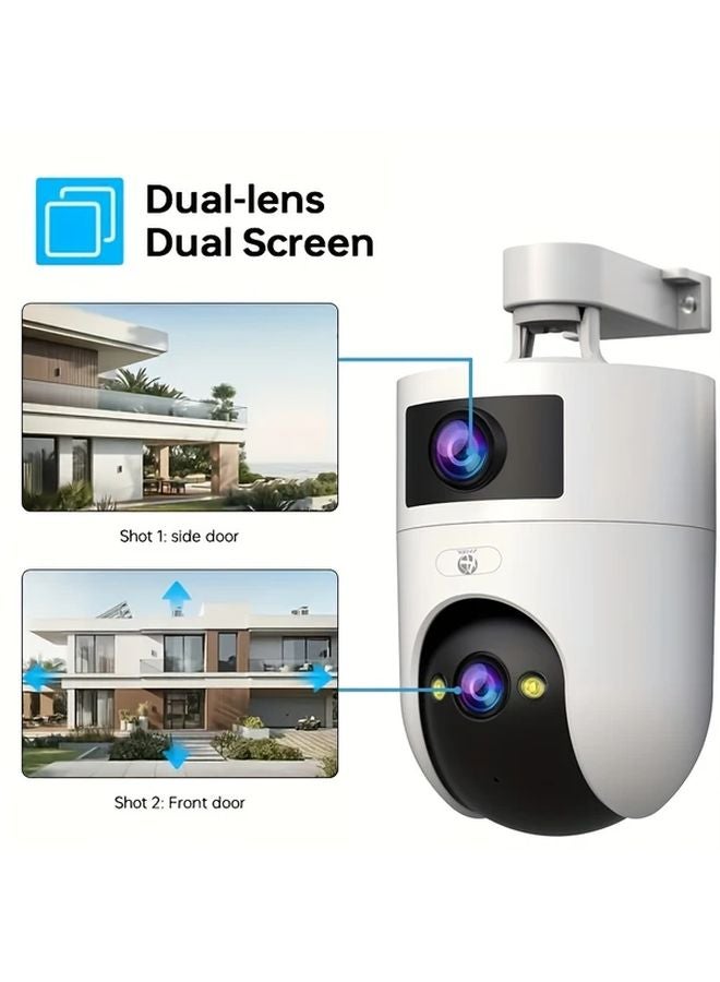 IK7 Color Dual Lens Outdoor Security Camera 360 Rotating 5G WiFi IP66 1296P Night Vision AI Human Detection Two Way Audio - Image 1